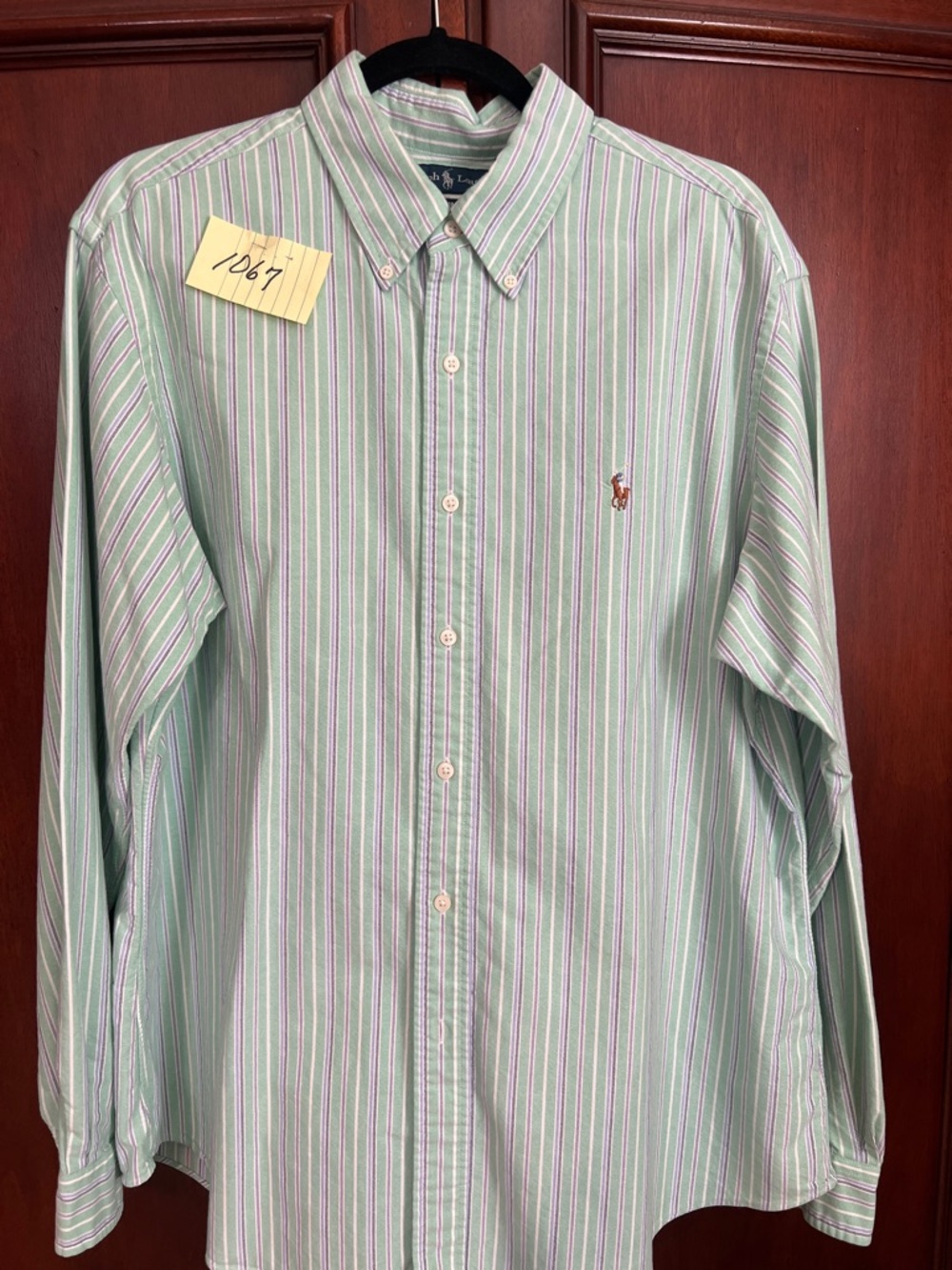 Ralph Lauren Mint and Purple Slim-Stripe Button-Down Shirt size XL